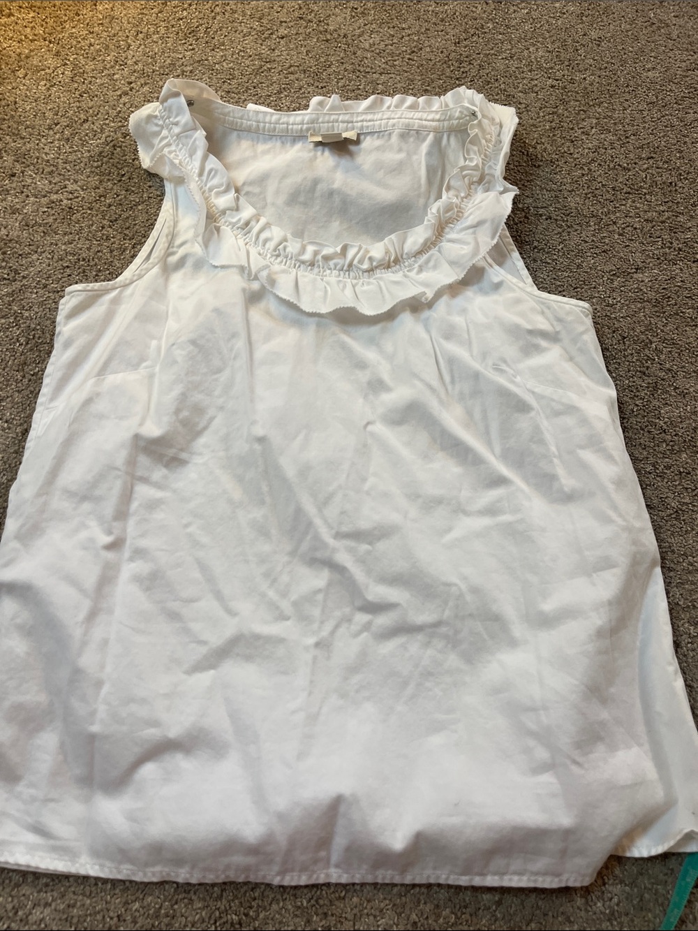 J.Crew Adorable Ruffled Collar 💯% Unlined Cotton White Tank sz6 - Picture 11 of 12